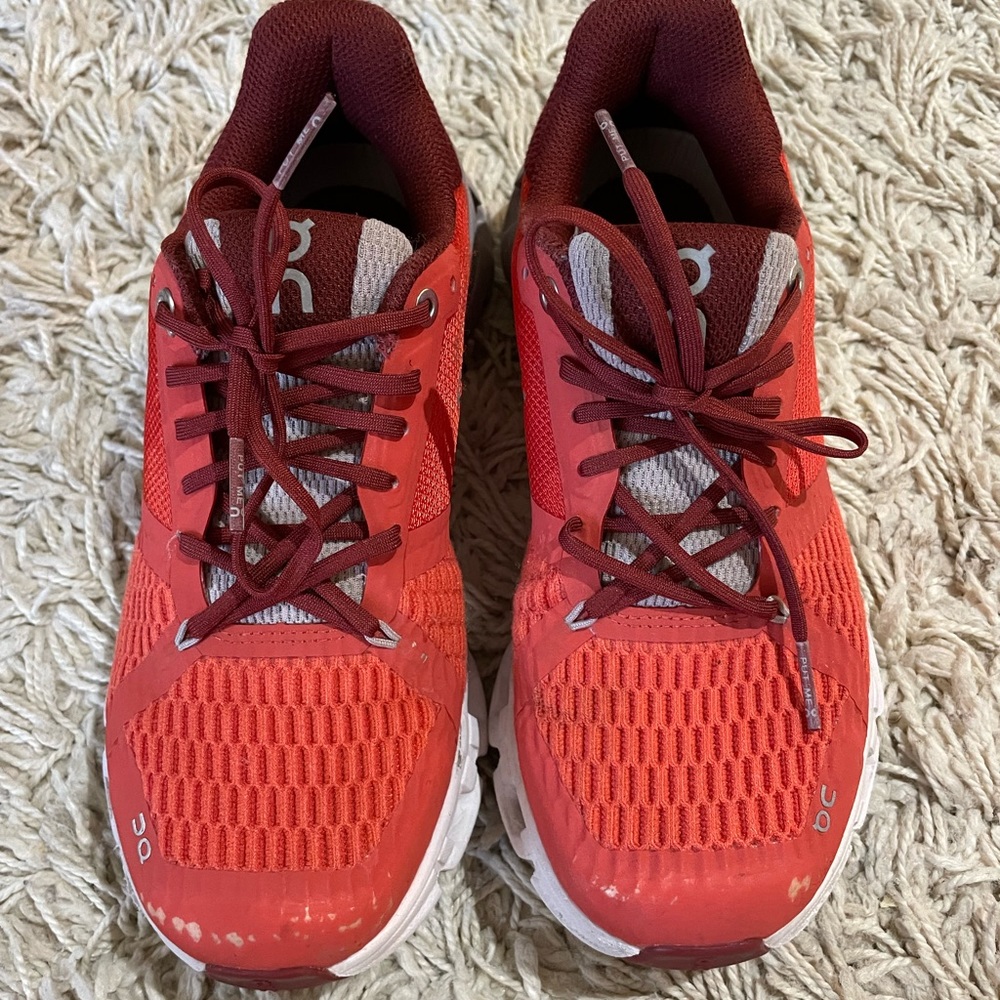 Size 5.5 Red, White, & Tan On Running/Cloud